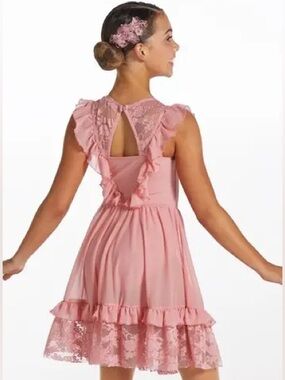 Weissman Style 15819 “You Raise Me Up” Blush Pink Lace Dance Dress Size XL Child